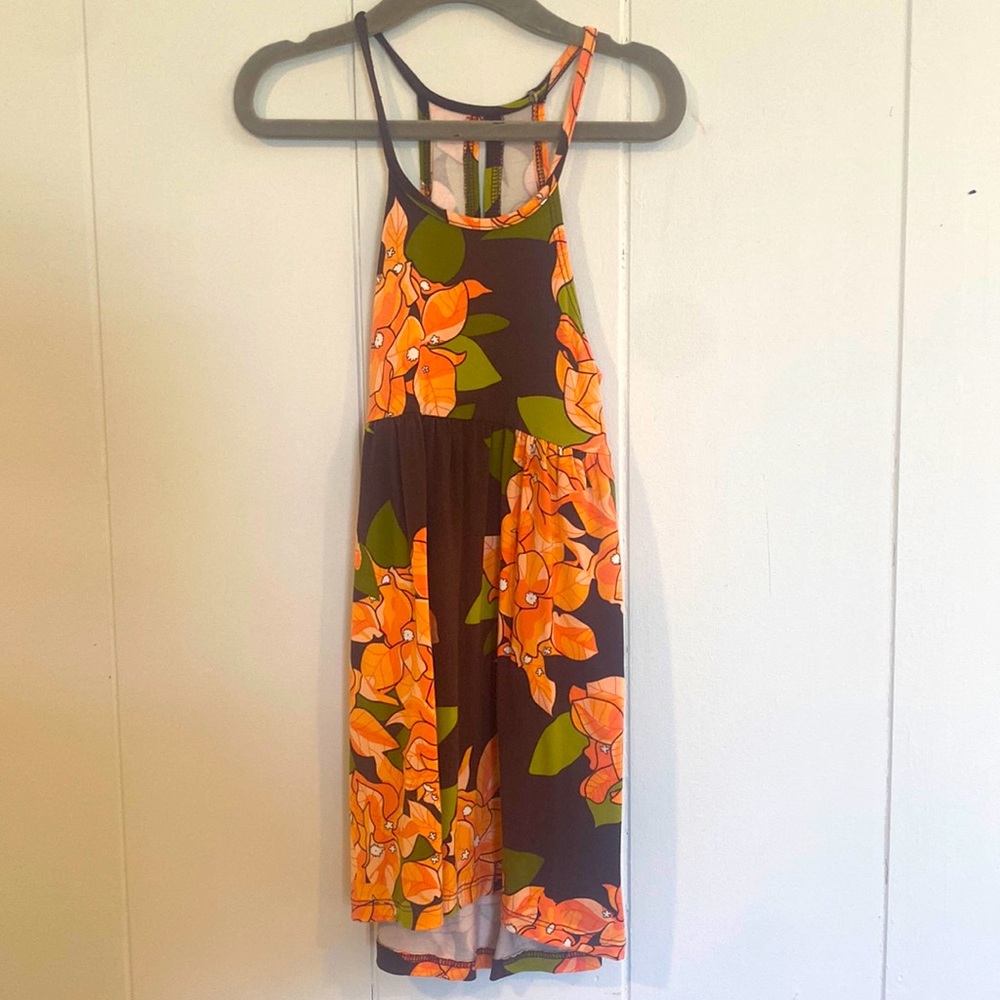Fighting Eel (mini eel) Girls Brown/Orange Flower Dress